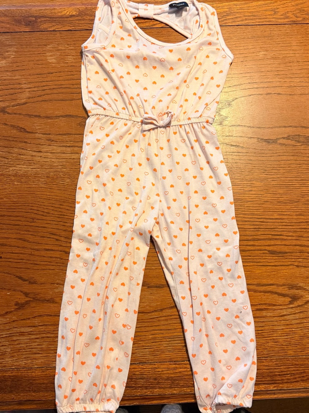 Picapino Girls Size 6 Pink with Heart Print Sleeveless Pants Romper
